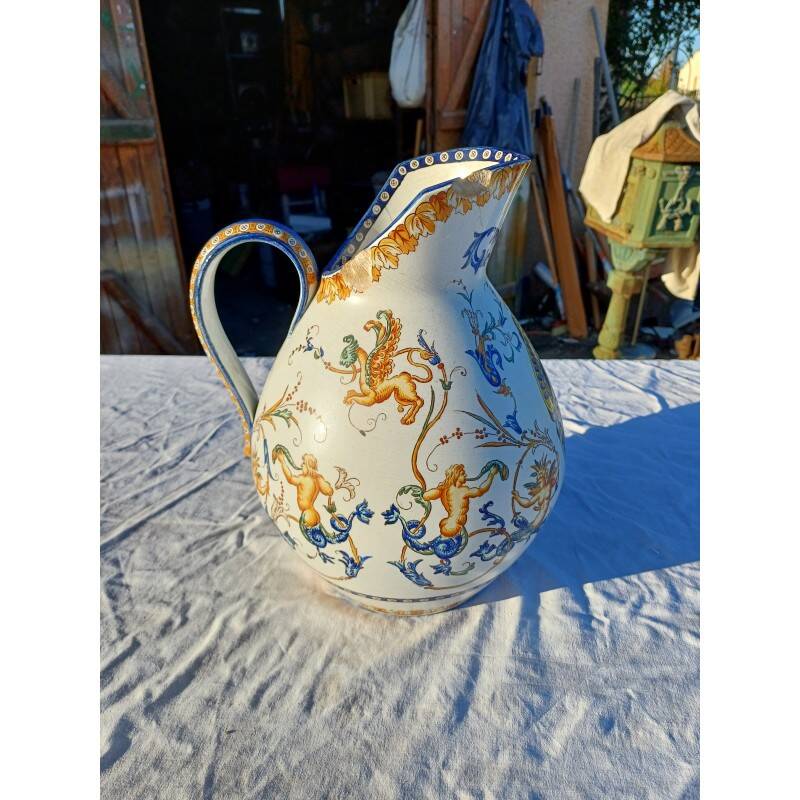 19th century Gien earthenware pitcher