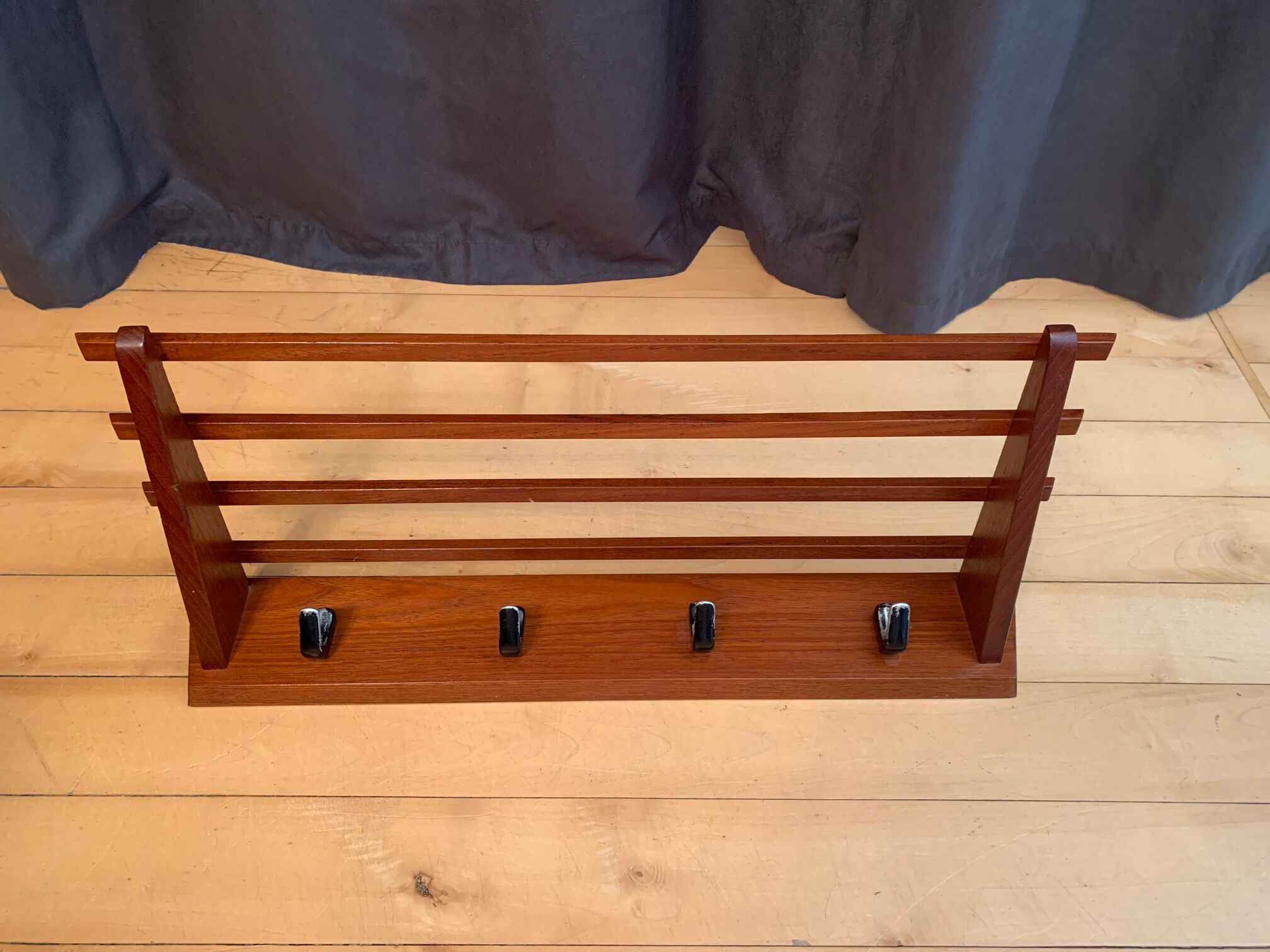 Teak wall coat rack, Denmark, 1960s