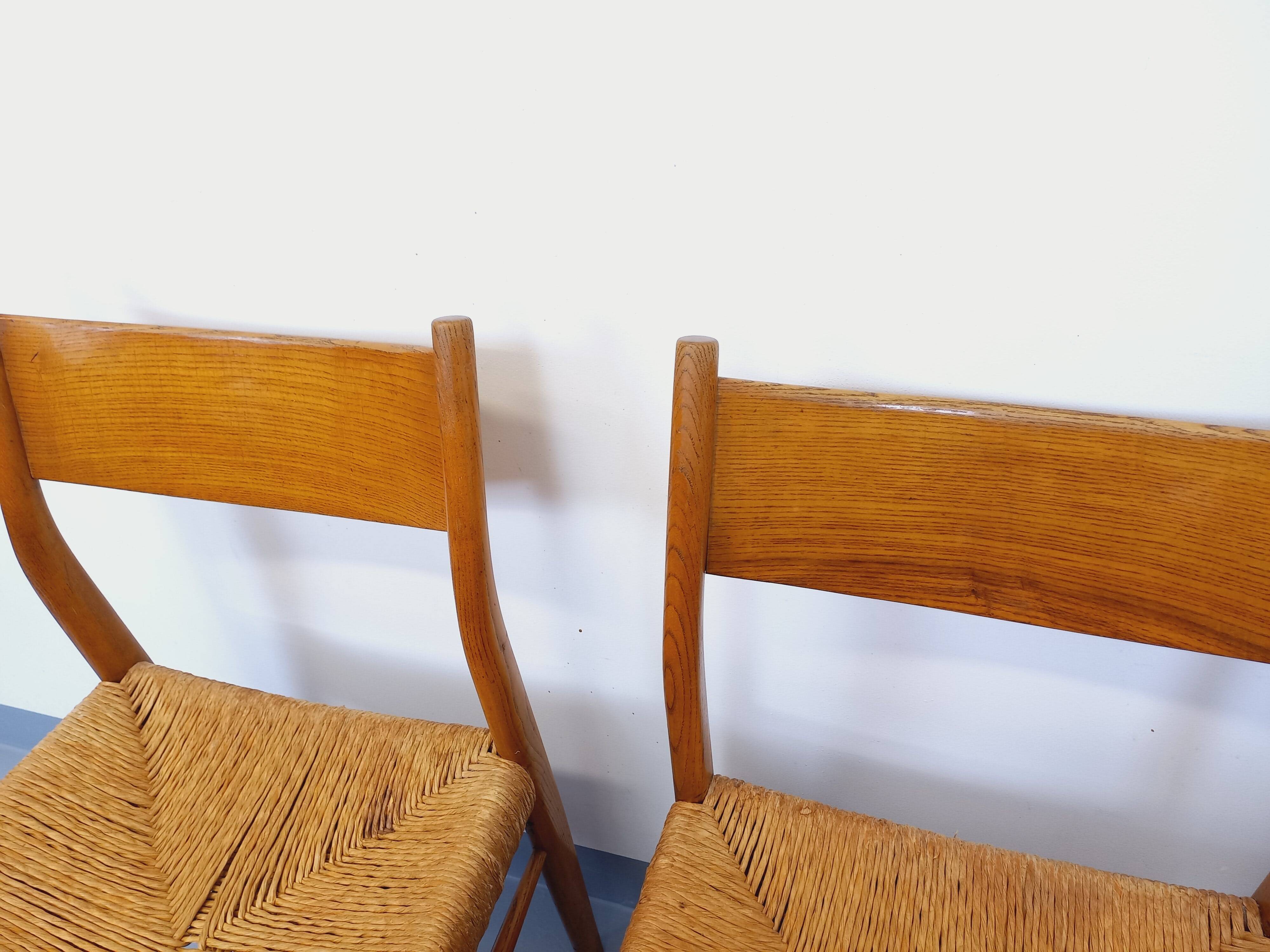 Set of 6 vintage teak Danish rope chairs Gessef Consorzio Sedie Friuli