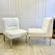 Paire de chauffeuses vintage bouclette blanche – design années 70