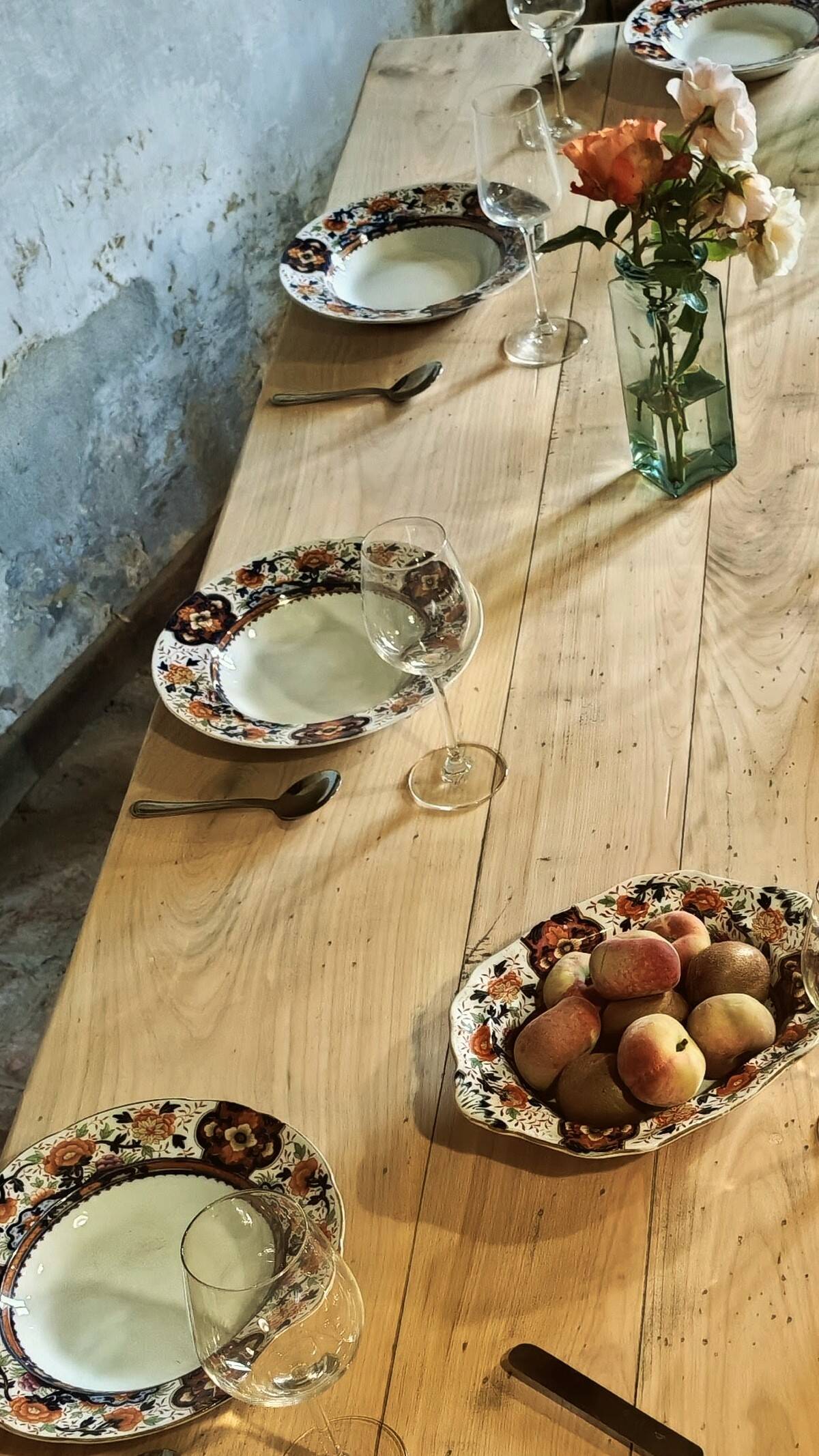 Raw solid oak and chestnut farmhouse table 244cm