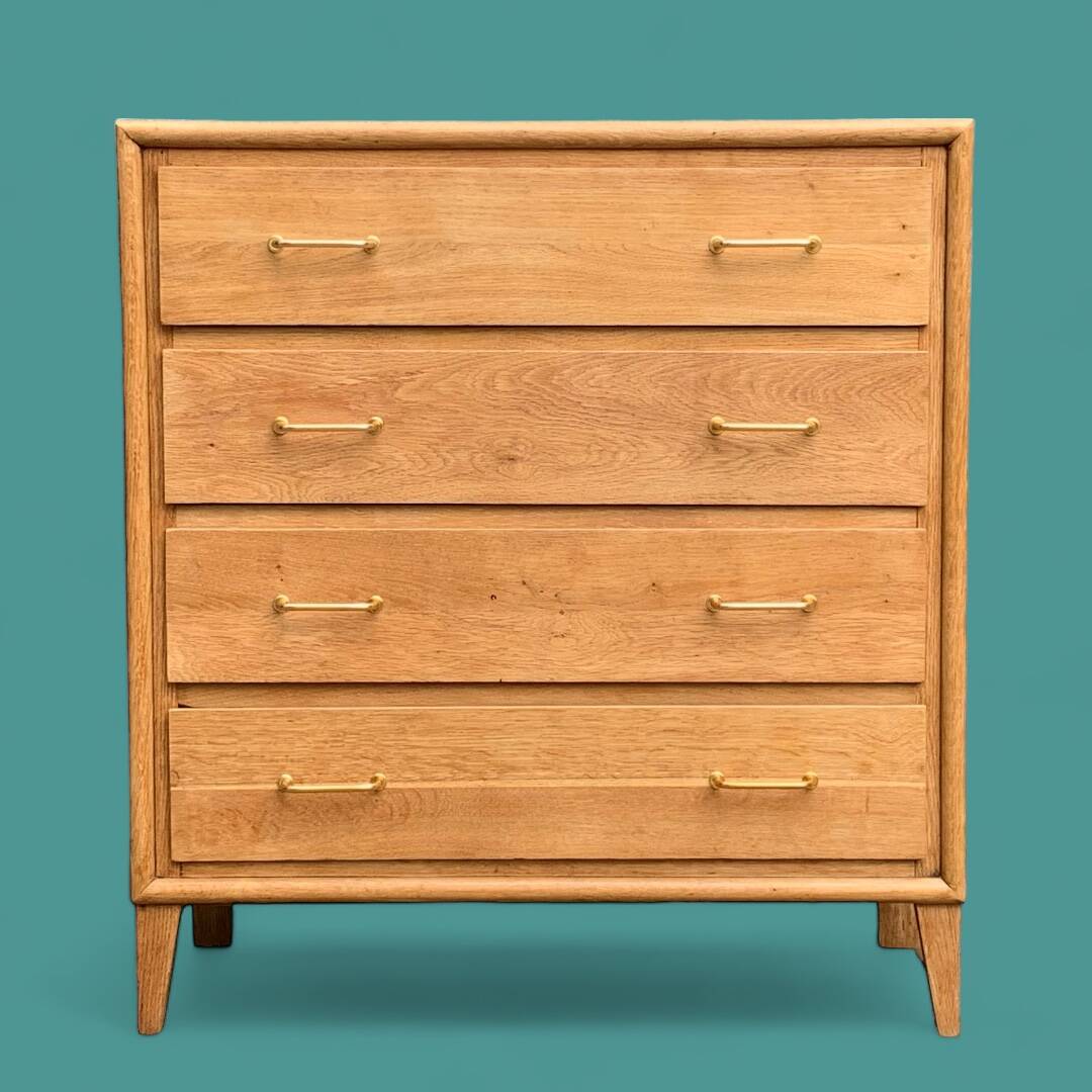 Commode pieds compas et chêne brut massif  1960
