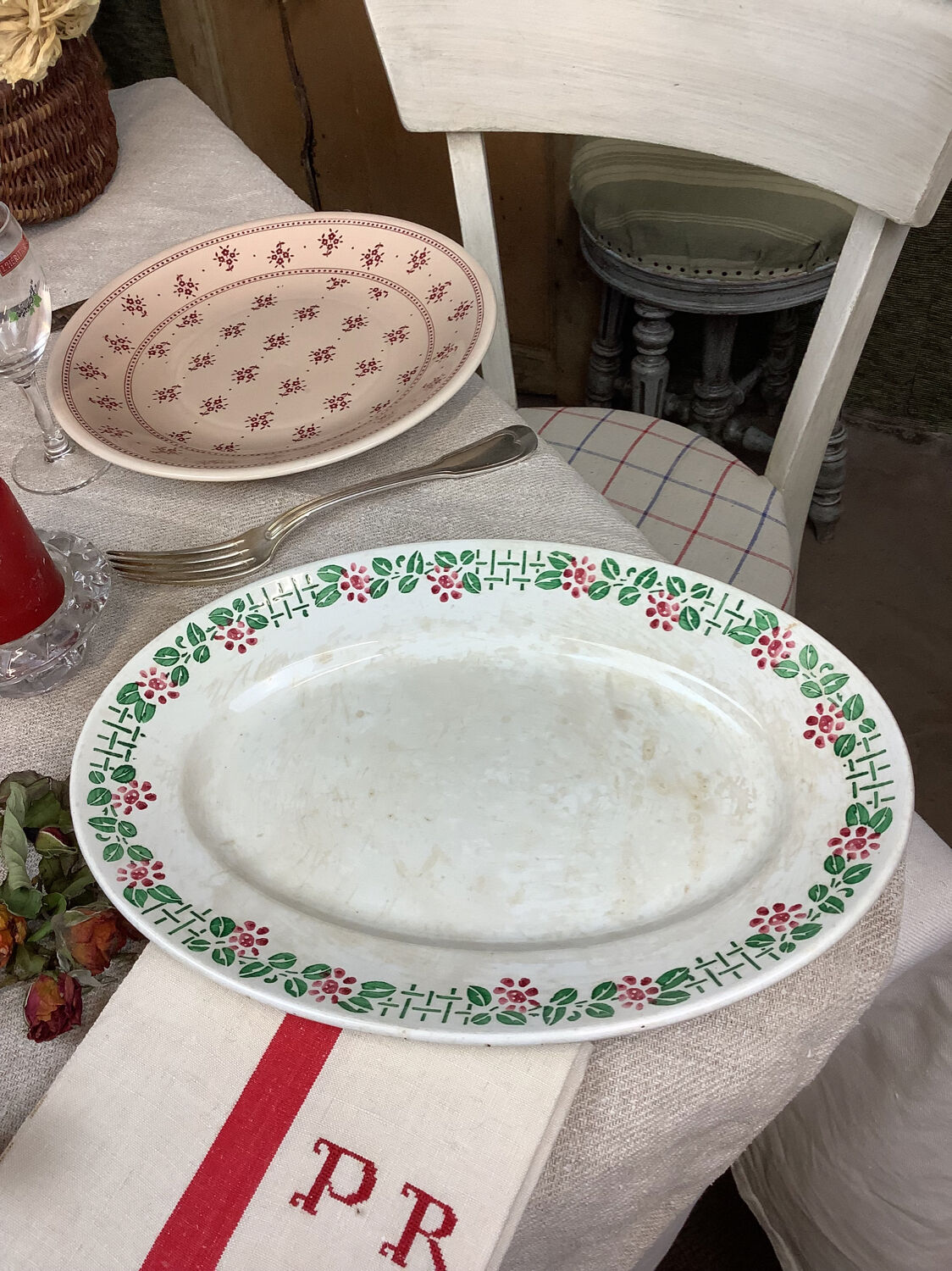 Old dish made in France Digoin Sarreguemines