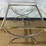 Neoclassical curule side tables by Maison Jansen, France, 1970s.