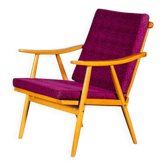 Fauteuil boomerang tissu mauve