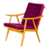 Boomerang armchair in mauve fabric