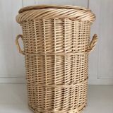 Wicker basket, waste paper basket with lid