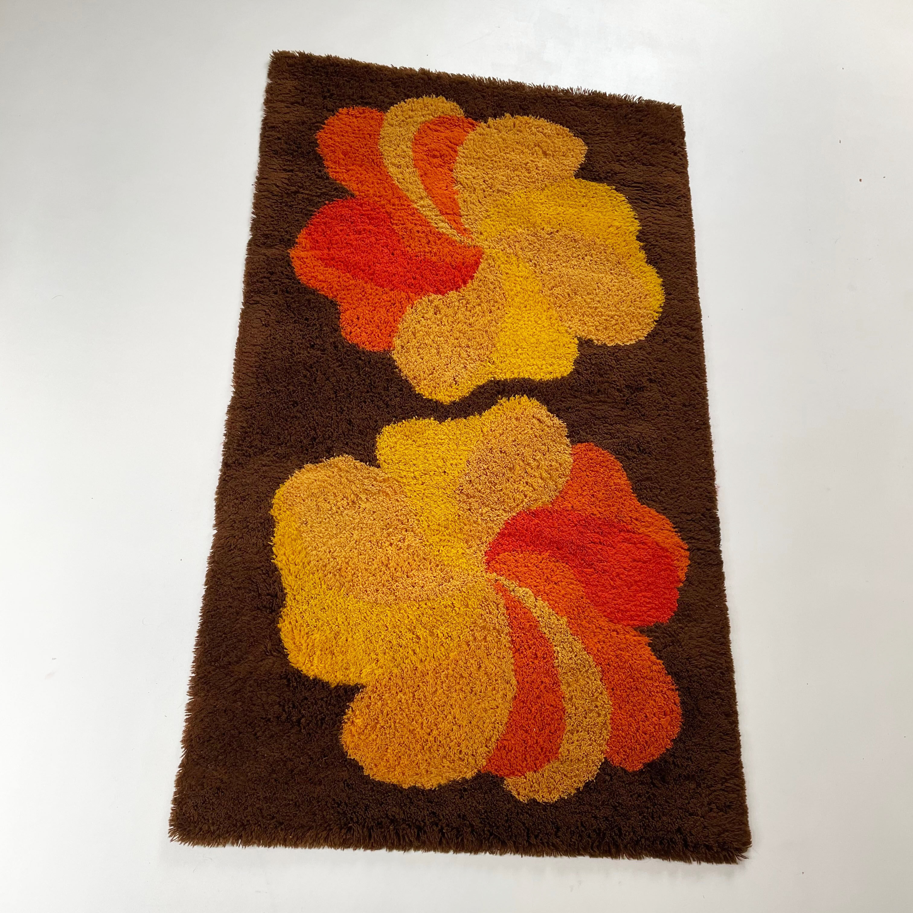 Multi-color vintage 1970s modernist high pile panton style rug, germany, 1970s