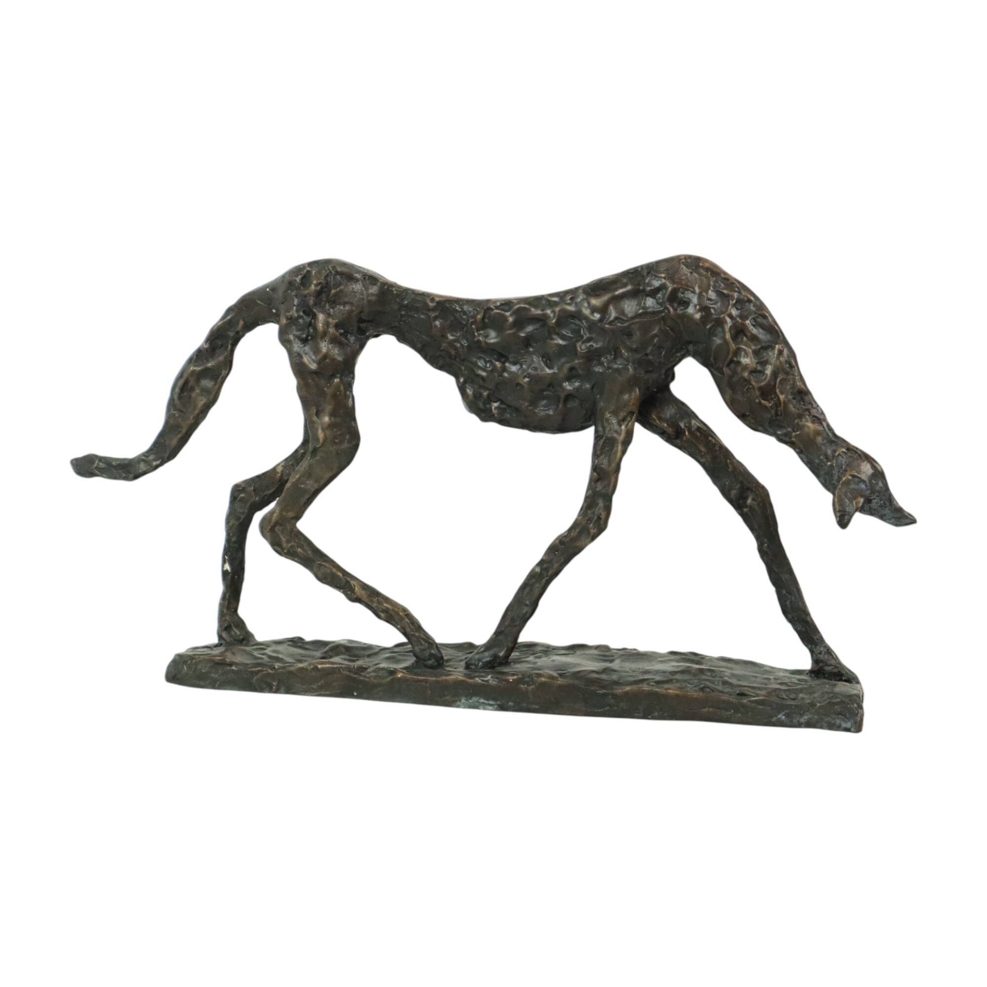 Statue en bronze d'après Alberto Giacometti Sculpture de chien 44 cm