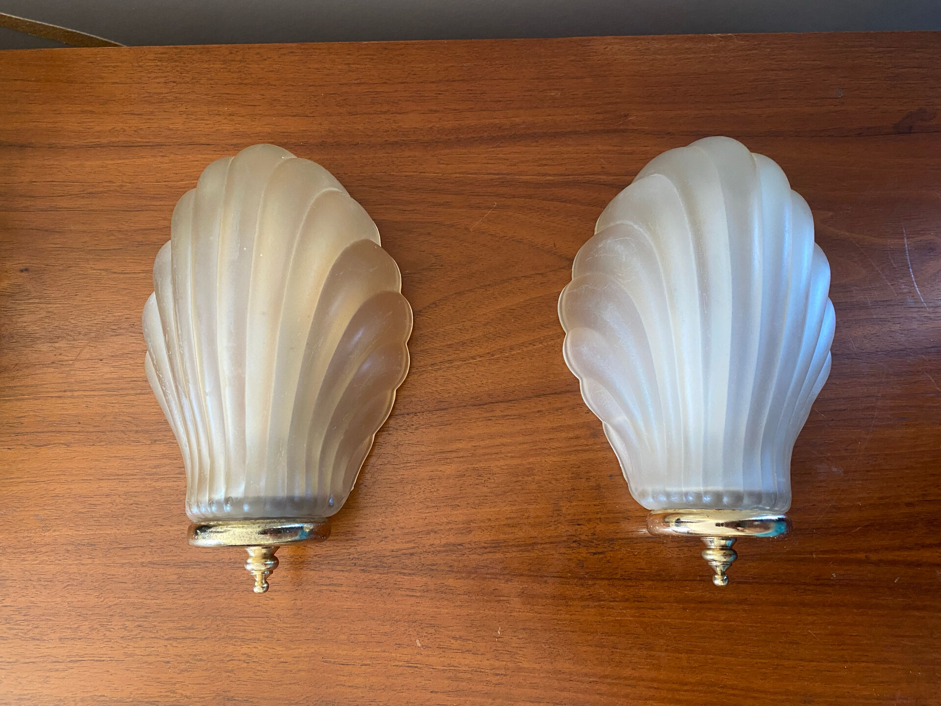 Pair of Art Deco shell wall lights
