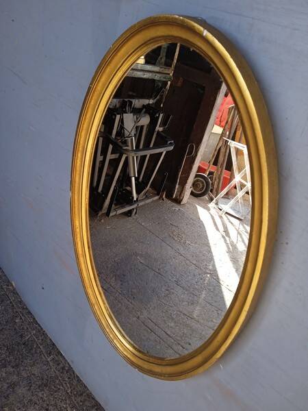 Gilded wood mirror period 1960 oval