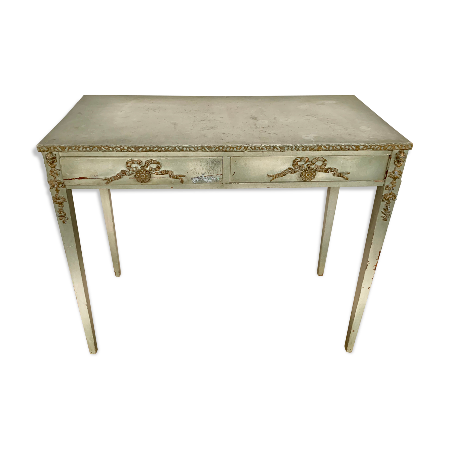 Console, Louis XVI style in pine with original grey patina