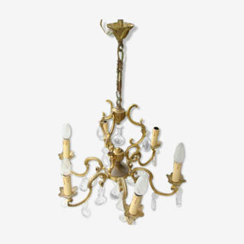 Lustre St Louis XV bronze and ancient crystal