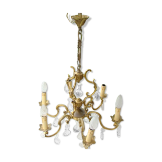 Lustre St Louis XV bronze and ancient crystal