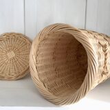 Wicker basket, waste paper basket with lid