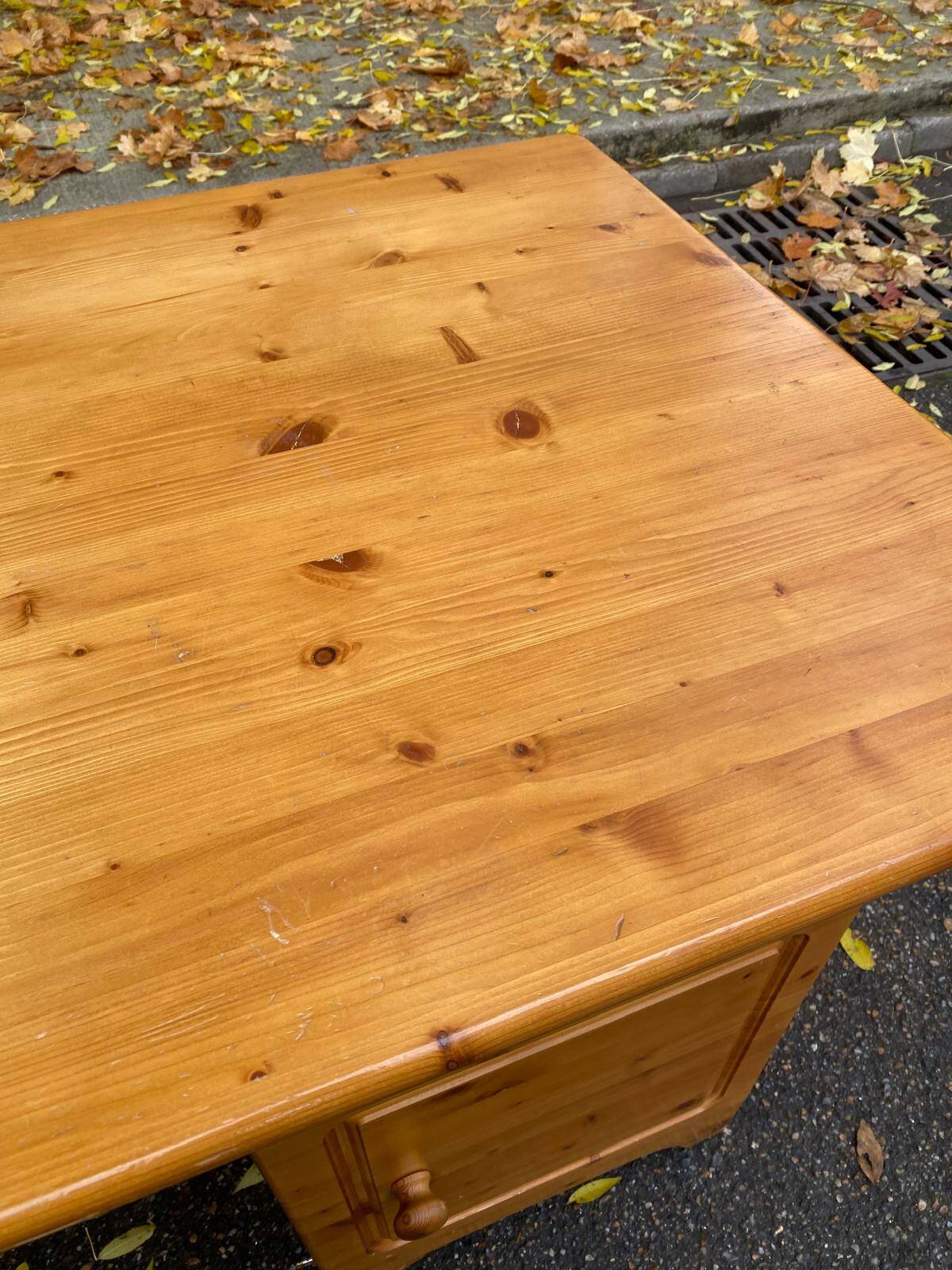 Scandinavian solid wood desk with drawer, 132cm