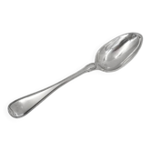 Serving spoon, silver, 18th century, straight thread pattern.