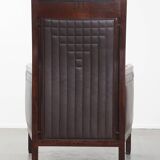 Art Deco armchair with dark brown leather