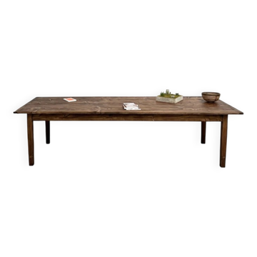 Grande table de ferme en pin des années 70