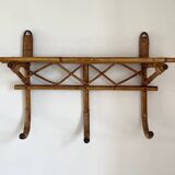 1960s rattan wall hook shelf