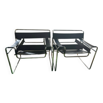Paire de fauteuils style Wassily (modèle B3) par Marcel Breuer