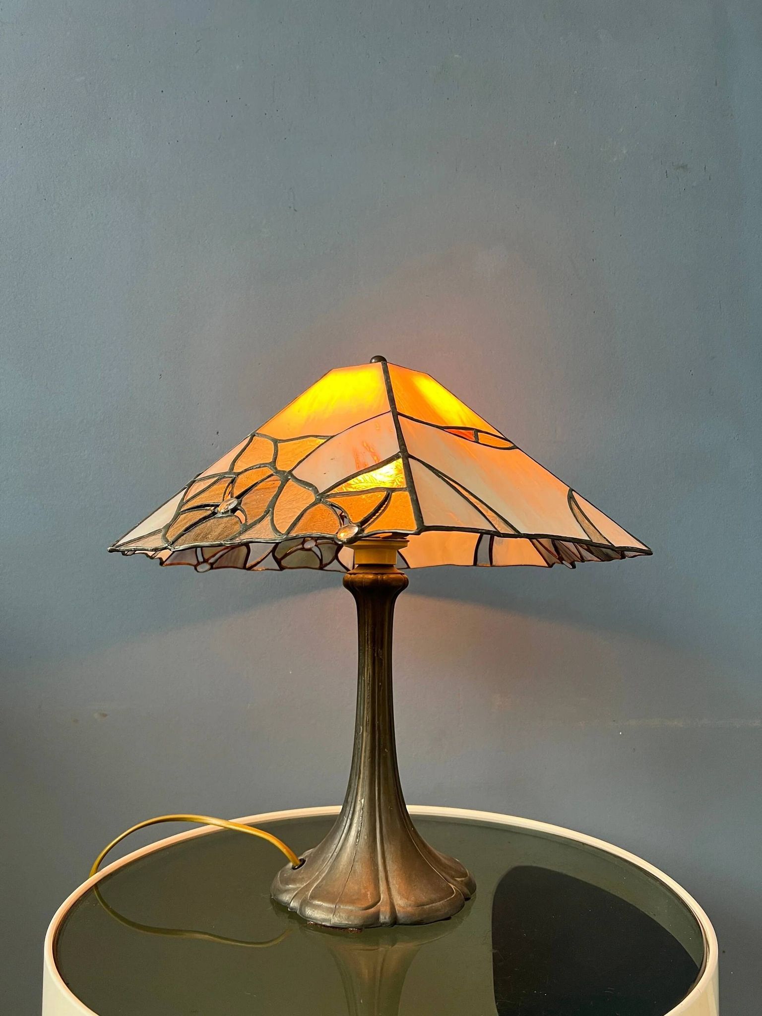 Lampe de table Art déco colorée en vitrail