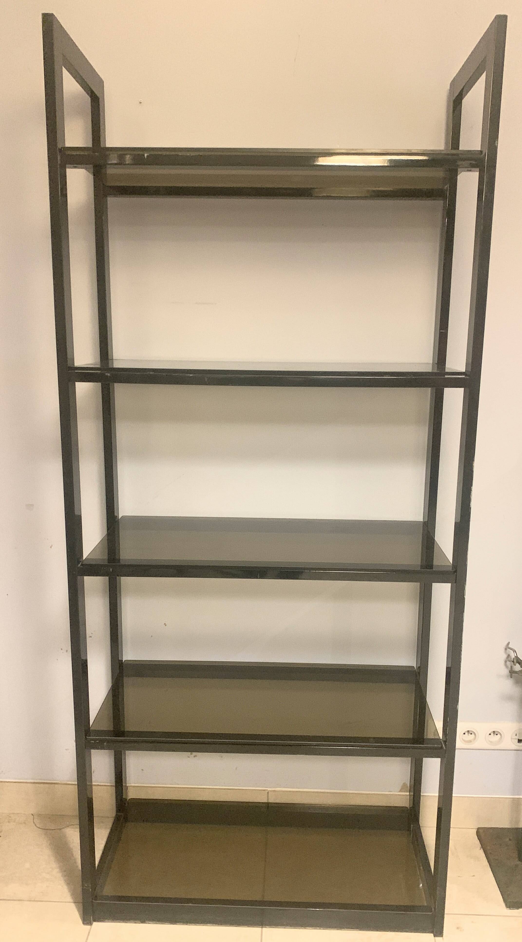 Chrome metal and opaque glass shelf 20th century