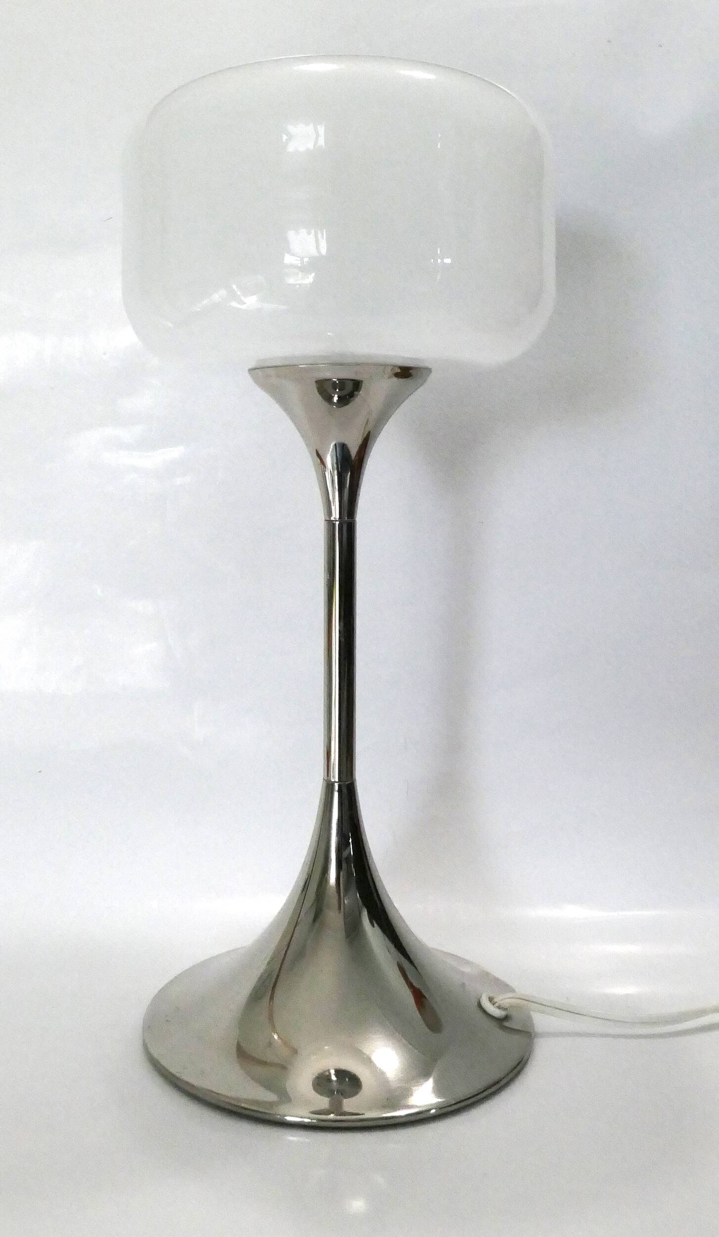 Designer table lamp space age 1960-70 chrome and glass