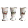 Lot of 3 mazagrans in Limoges porcelain with carriage decoration
