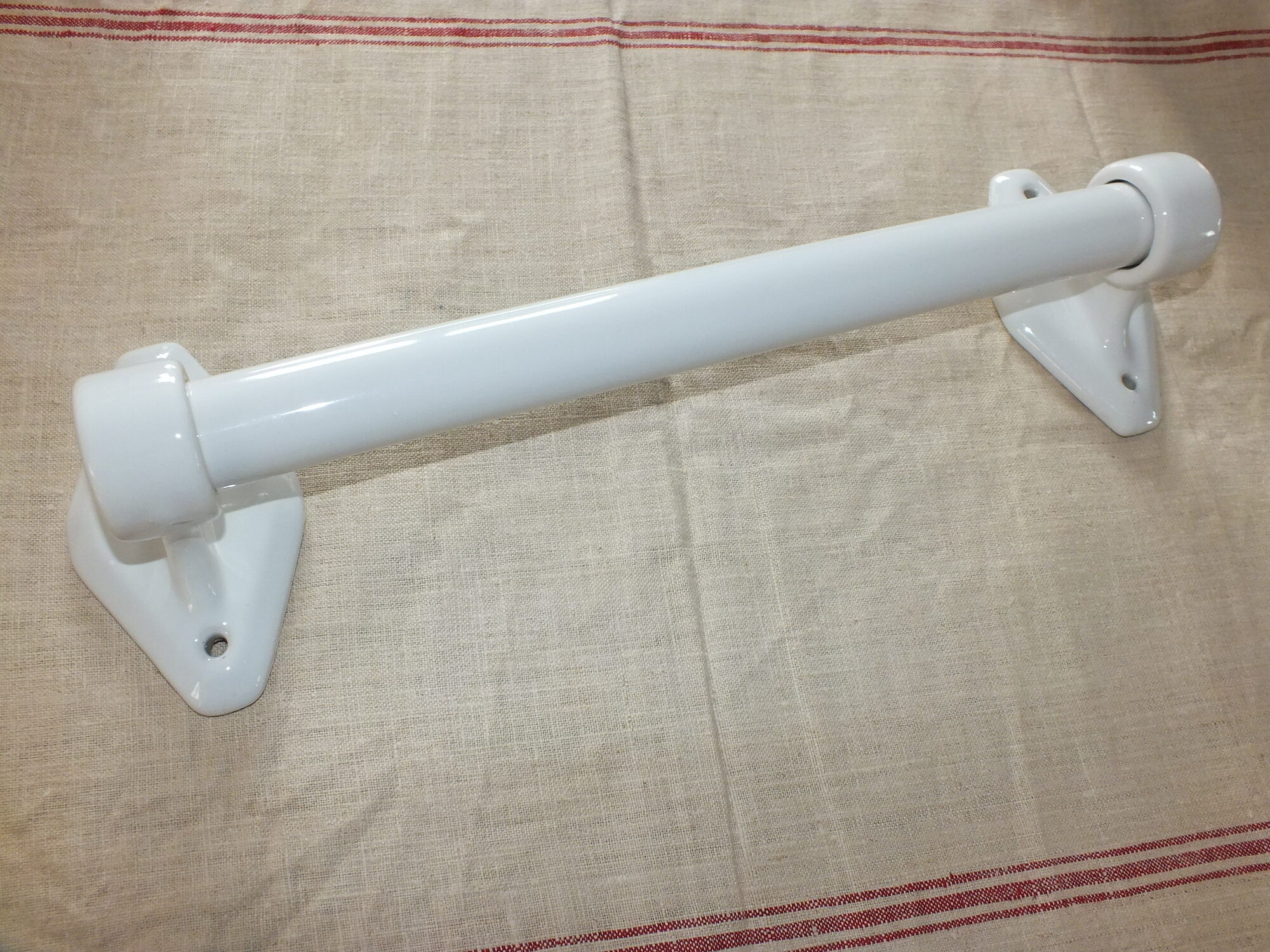 Large Art Deco towel bar in white porcelain