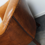 Fauteuil club vintage en cuir couleur cognac Pays-Bas