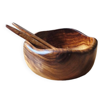 Vintage olive wood salad bowl