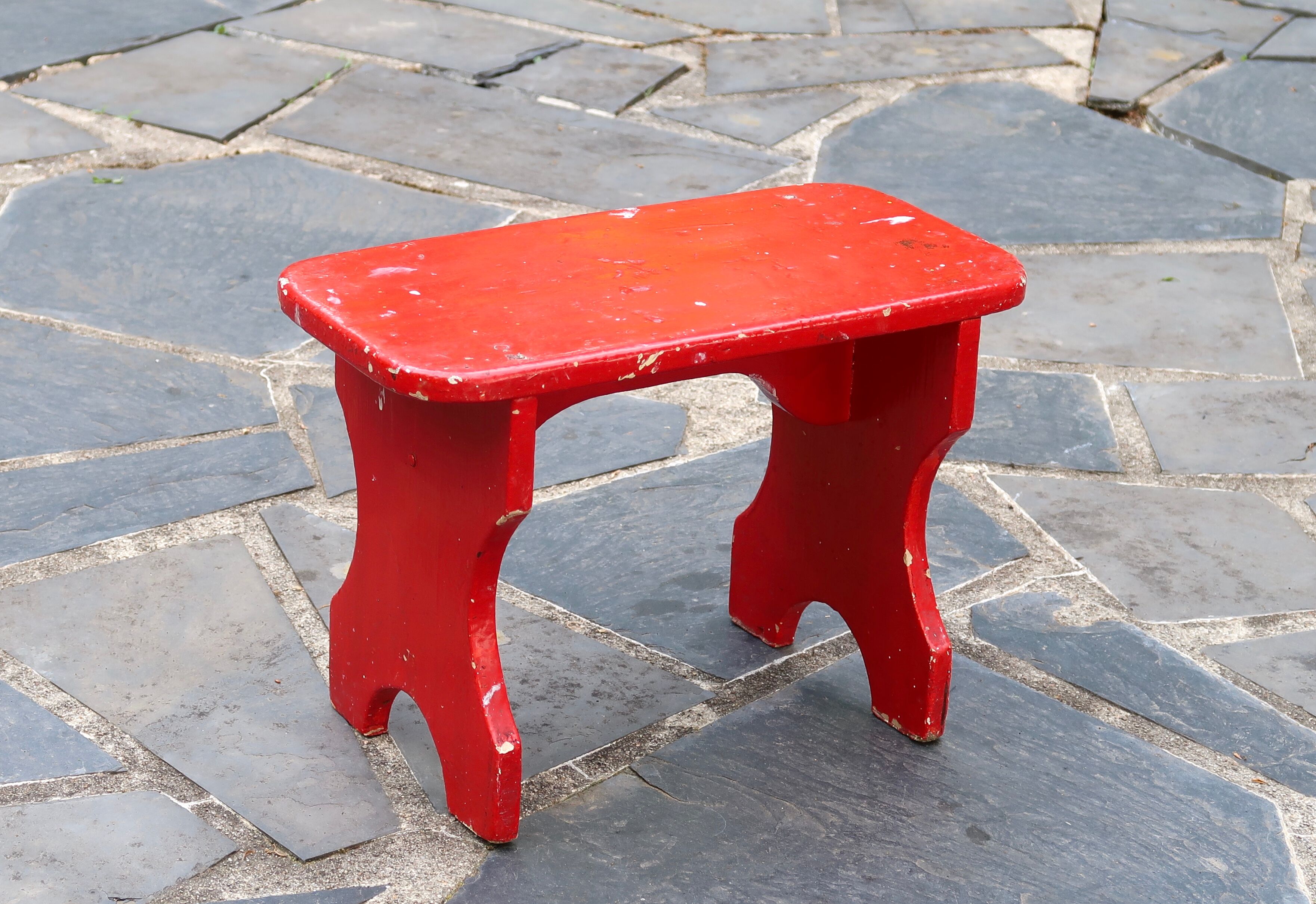Red wooden bench, 50s
