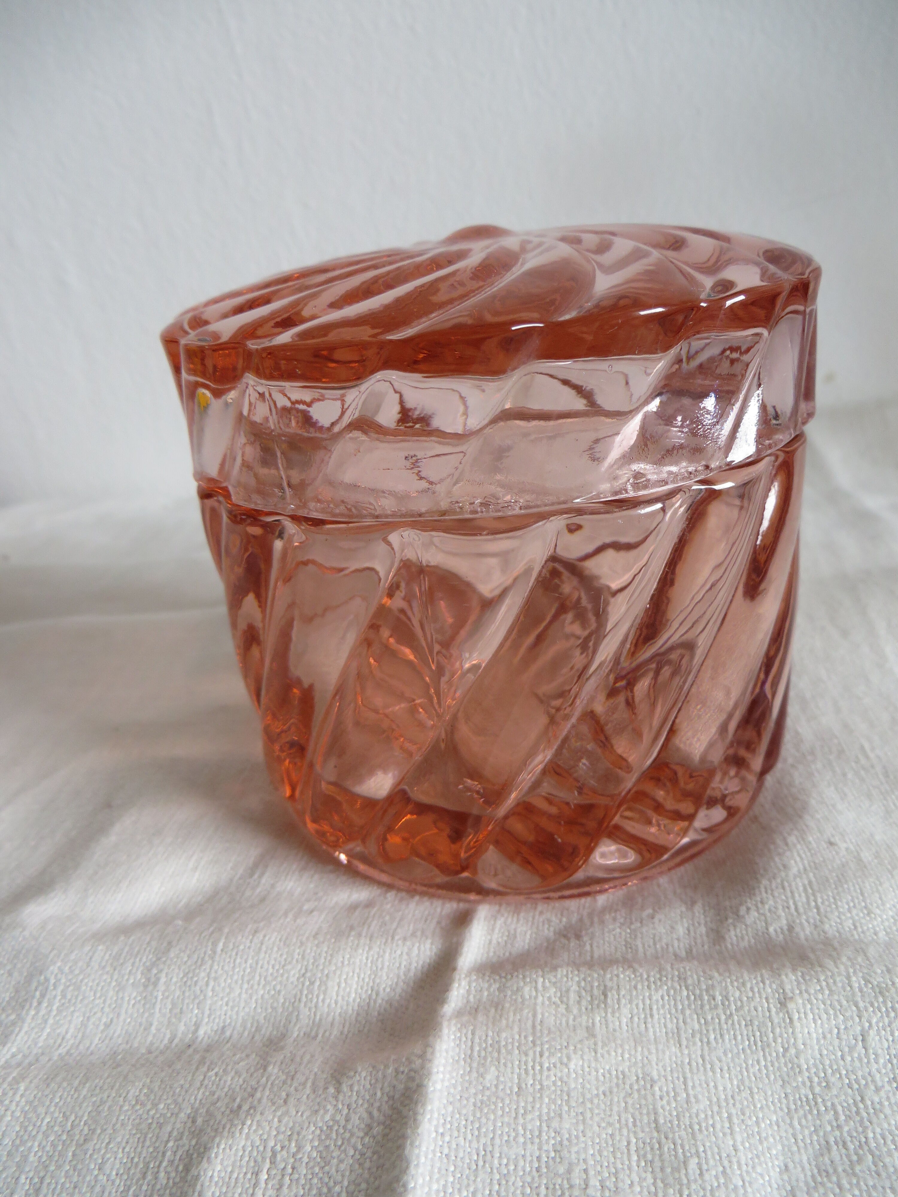 Pink glass jar