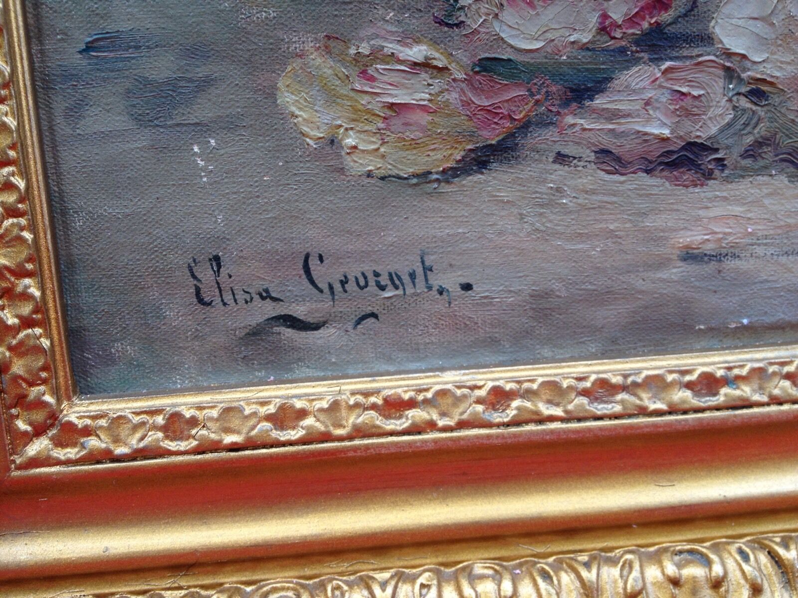 Tableau Elisa Georget 1914 hst bouquet de fleurs XIXéme XXéme