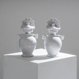 Paire de soliflores têtes de maure en céramique, 1970s