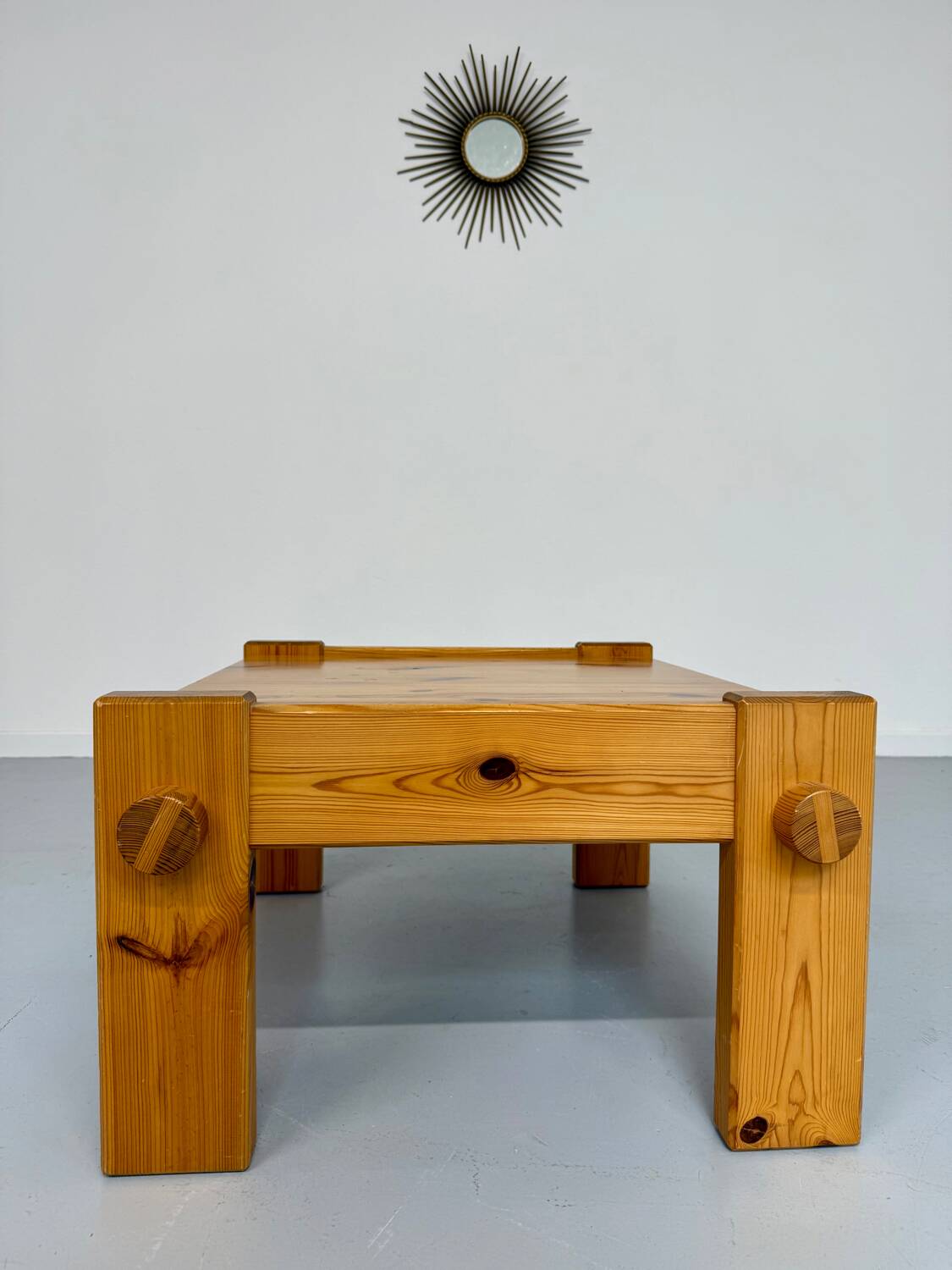 Vintage brutalist coffee table Swedish pine design Yngve Ekström Swedese