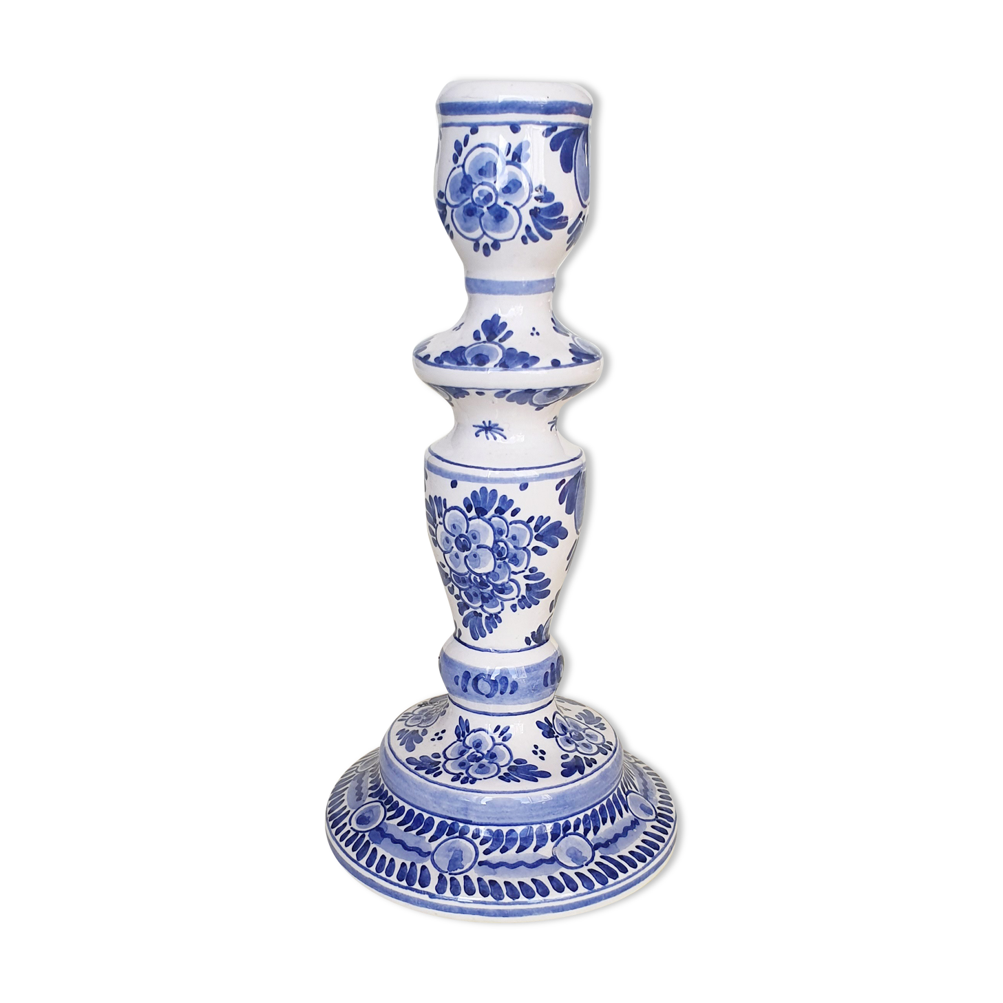 Delft painted porcelain candle holder