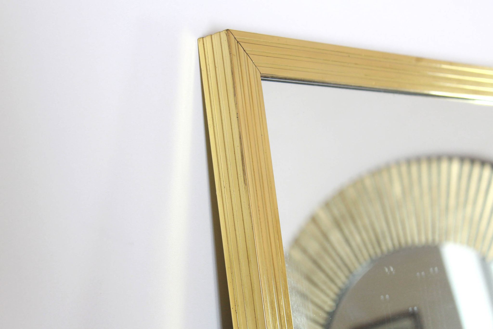 1970s vintage mirror with goldenrod frame