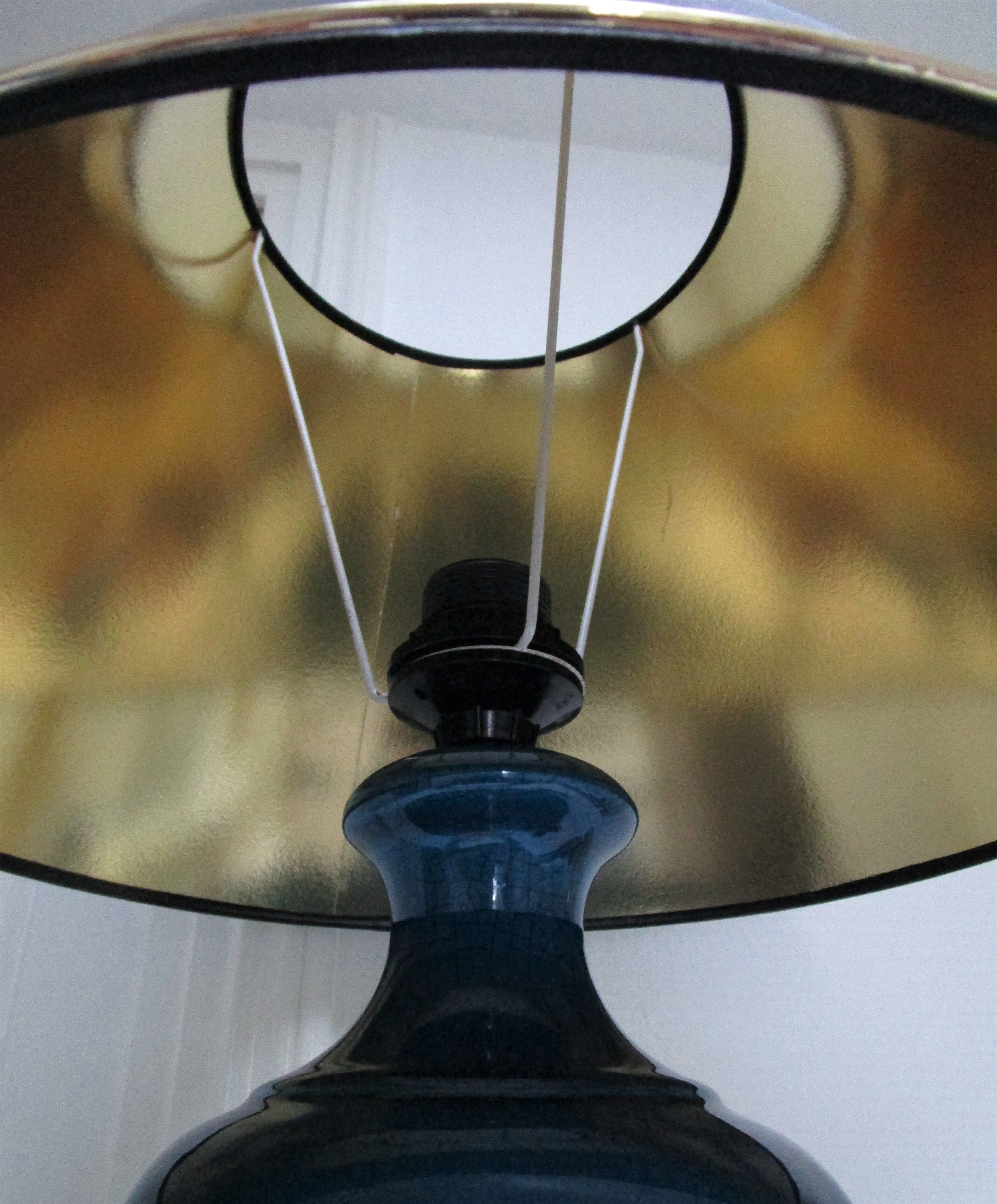 70s cracked blue ceramic lamp