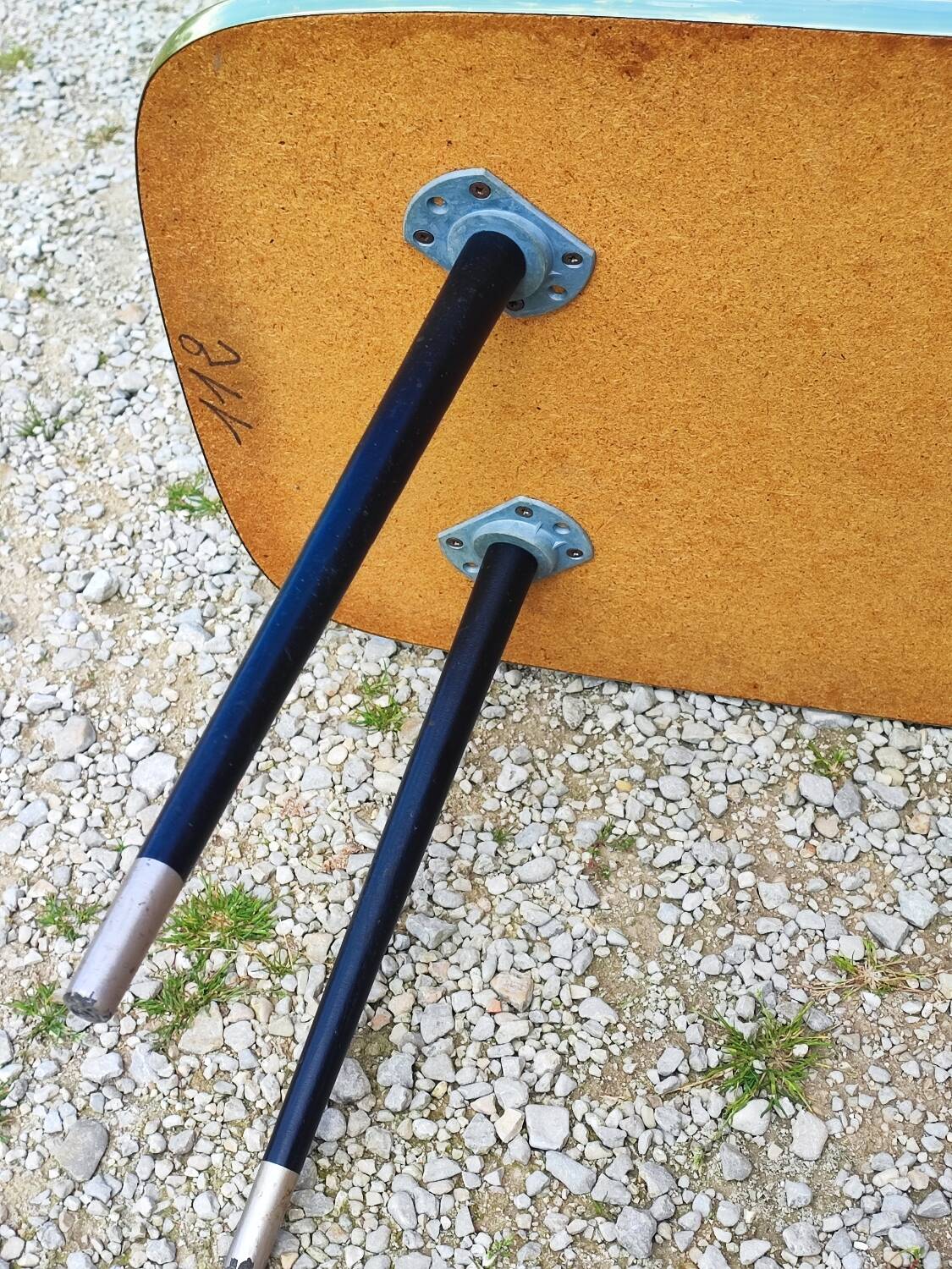 Vintage coffee table with compass legs