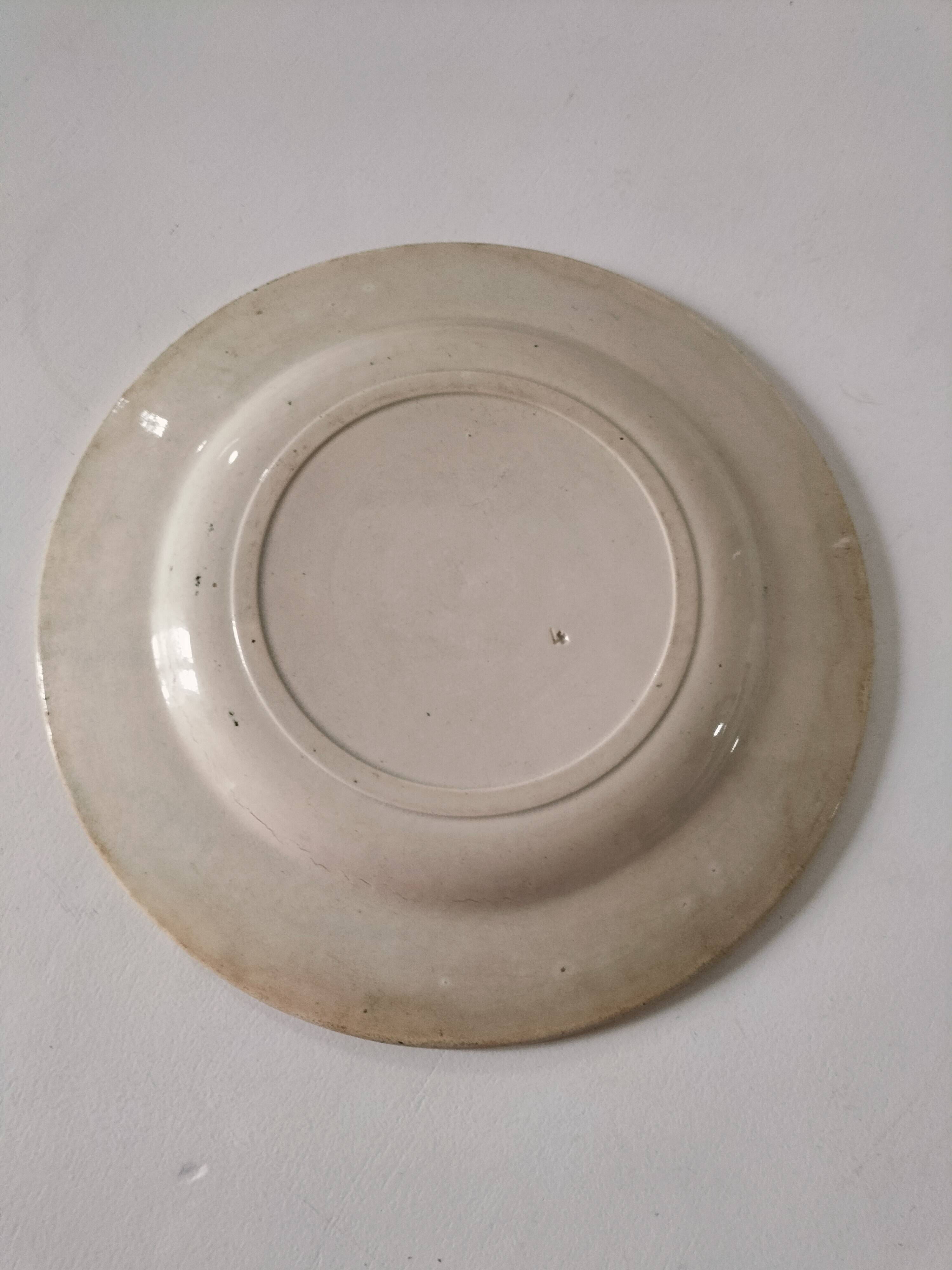 Antique ironstone plate with green floral decoration, circa 1900
