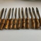 set of 11 knives with bamboo handles 1960 Riviera