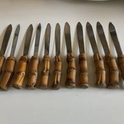 set de 11 couteaux manche bambou 1960 Riviera