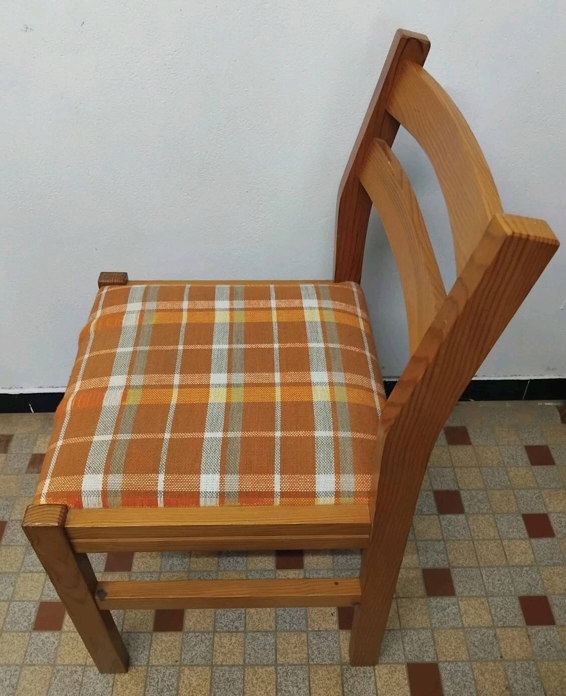 Pair of Vintage Wooden / Orange Fabric Chairs