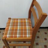 Pair of Vintage Wooden / Orange Fabric Chairs