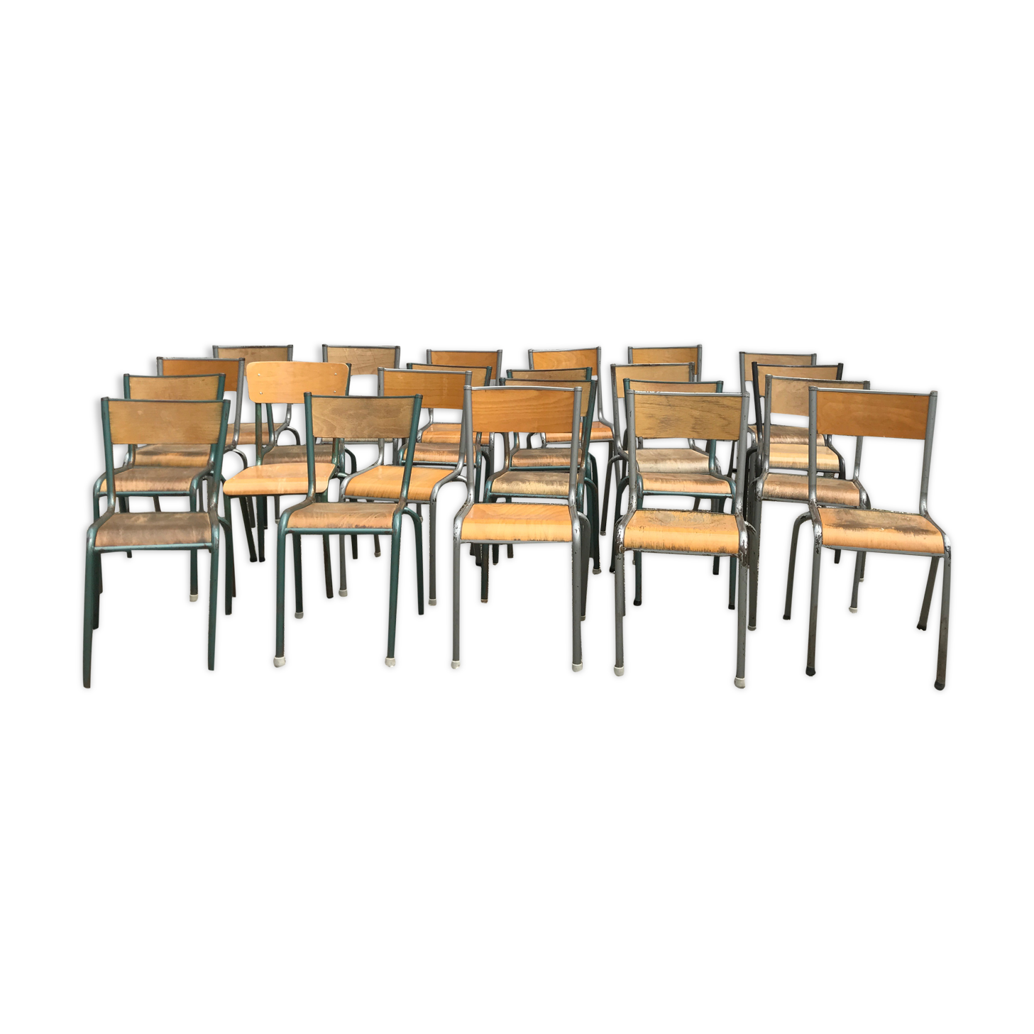 22 former vintage school chairs
