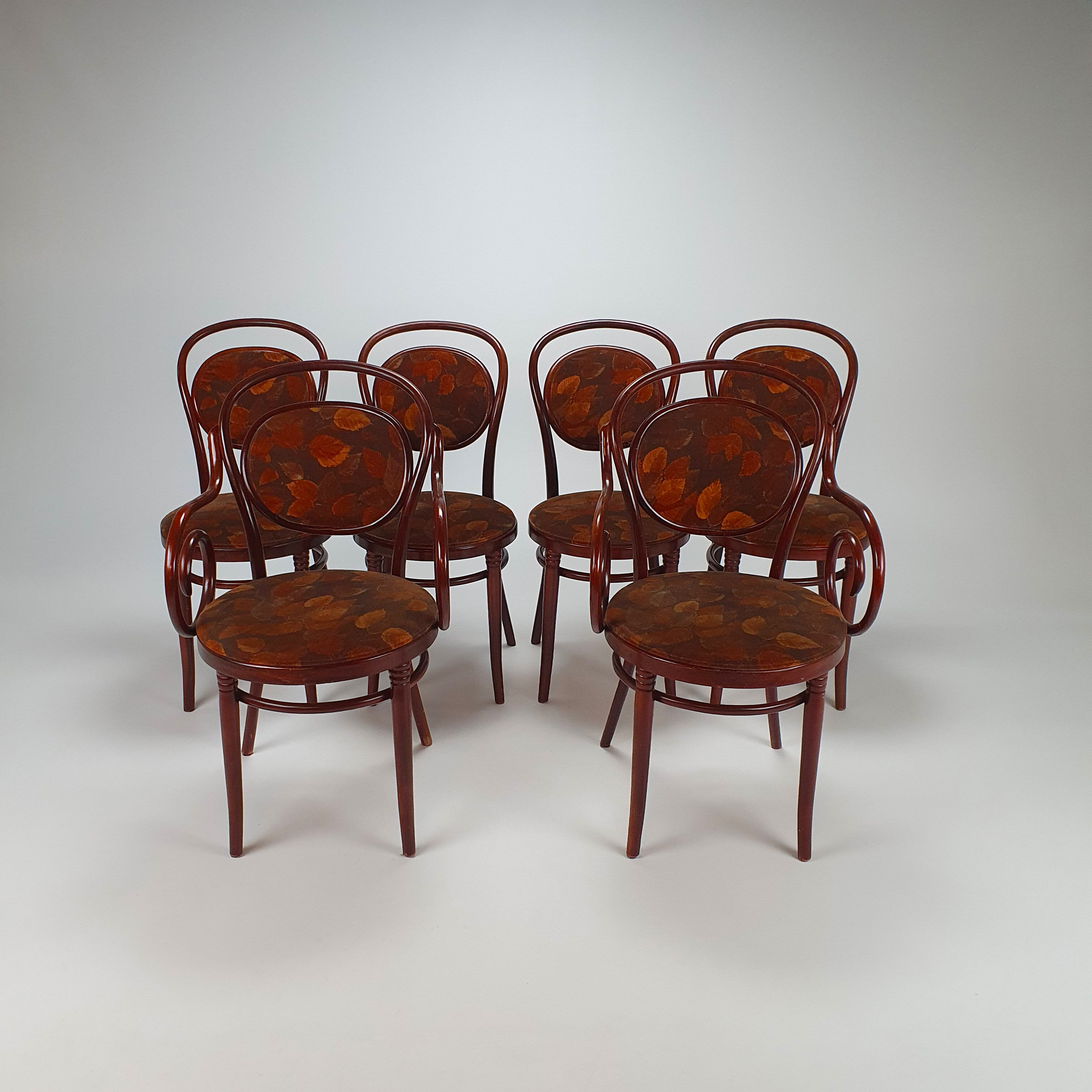 Ensemble de 6 chaises de salle à manger en bois de cerisier, années 1970