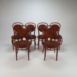 Set of 6 cherry bentwood dining chairs, 1970s