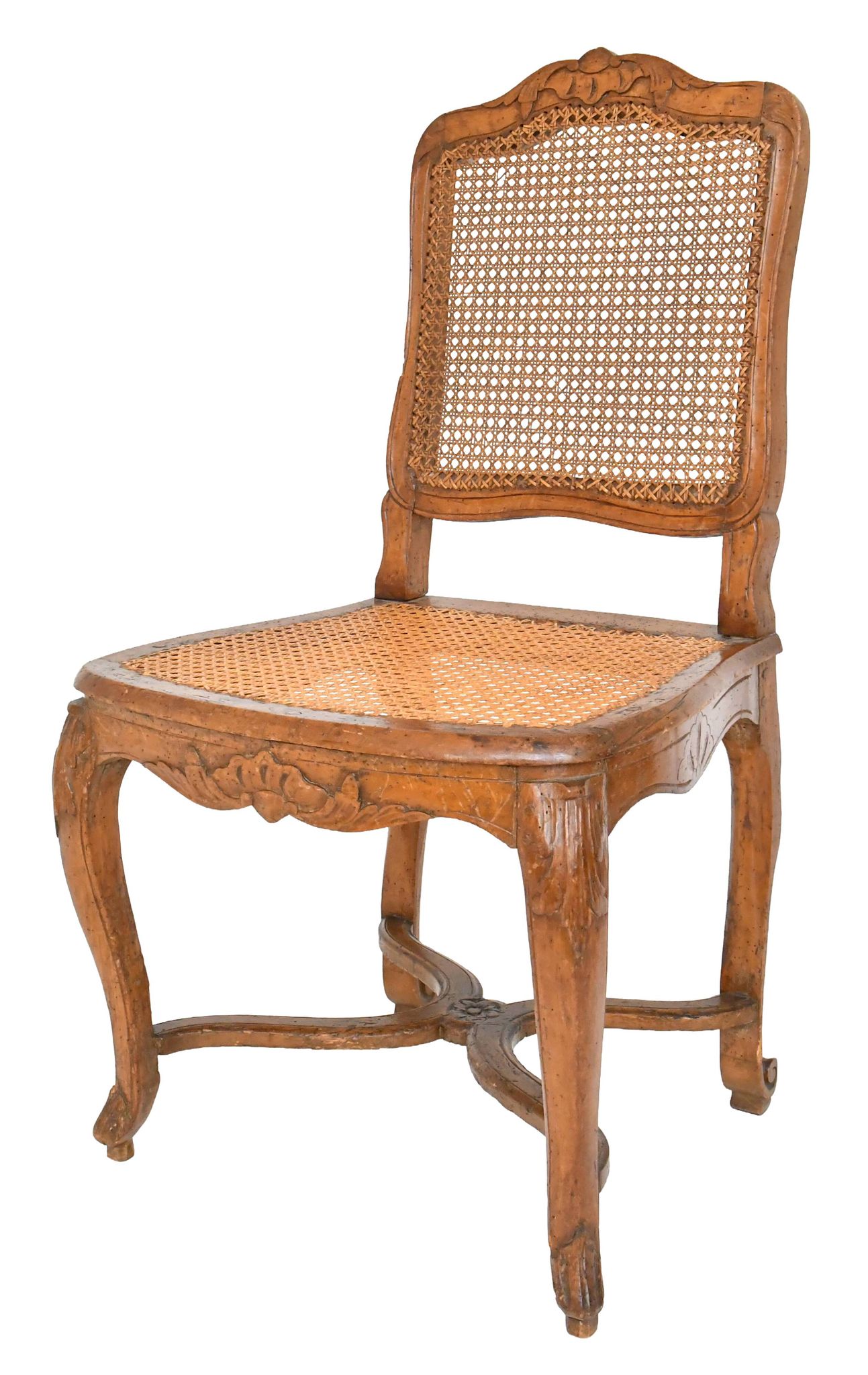 4 caned chairs from the Louis XV period stamped by Charles Delenoncourt.